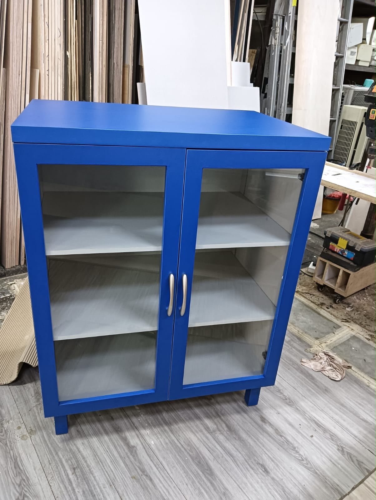 Custom glass-door cabinet