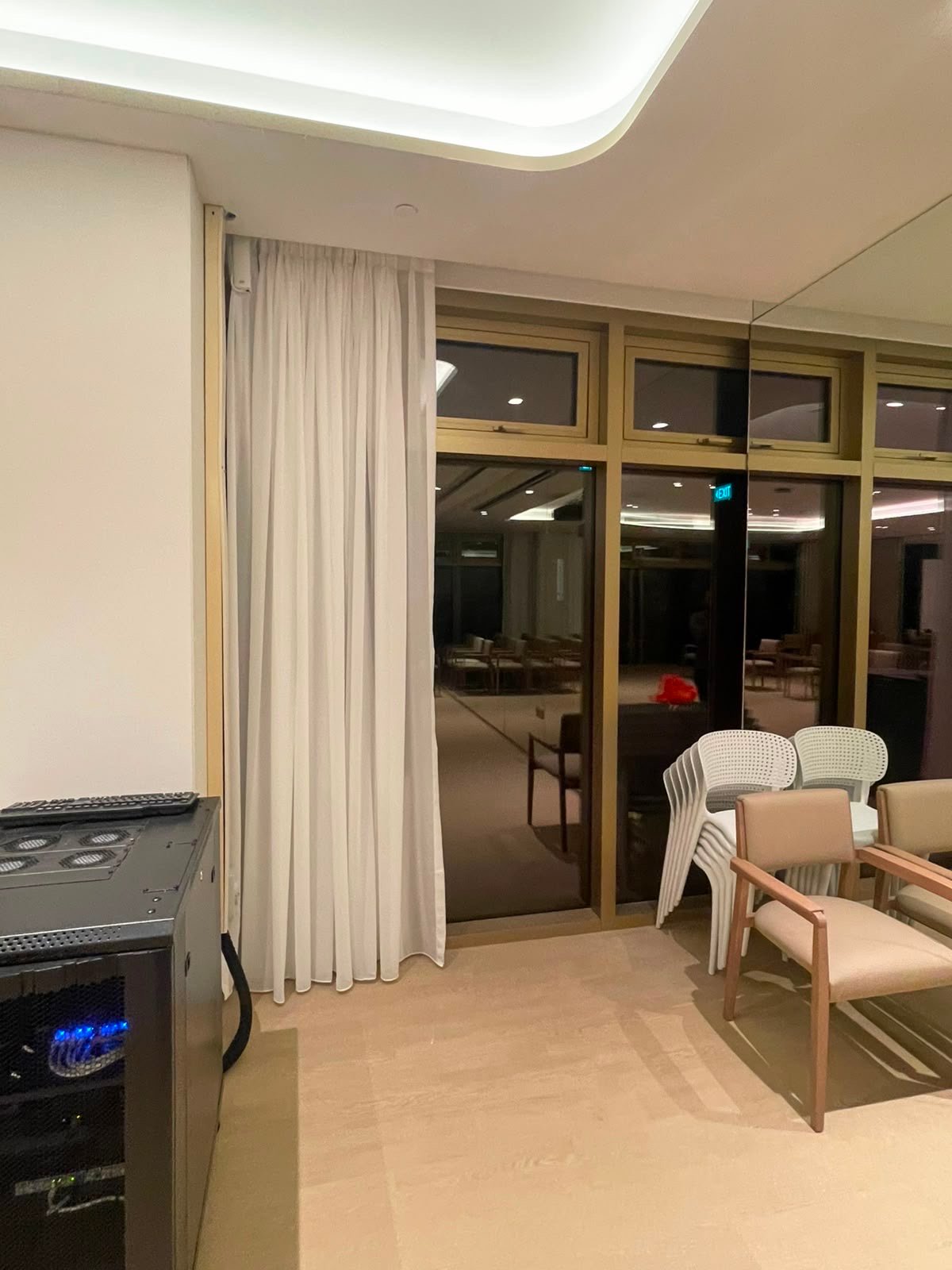 Sheer curtain, full-height window